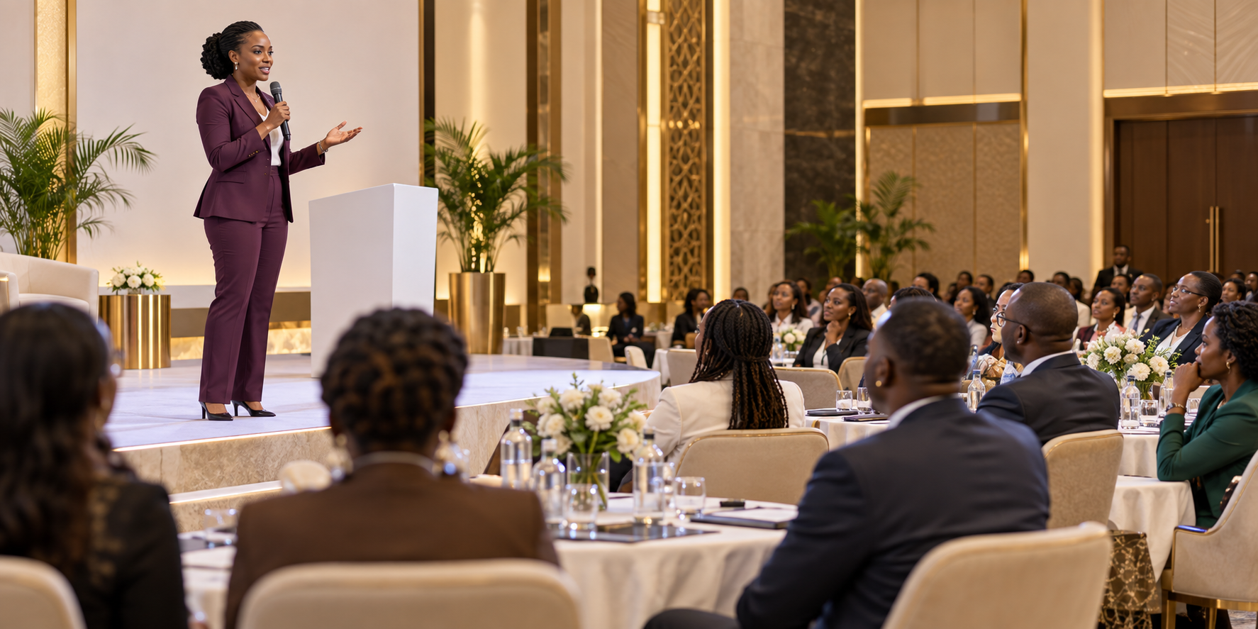 A keynote speaker addressing a professional conference